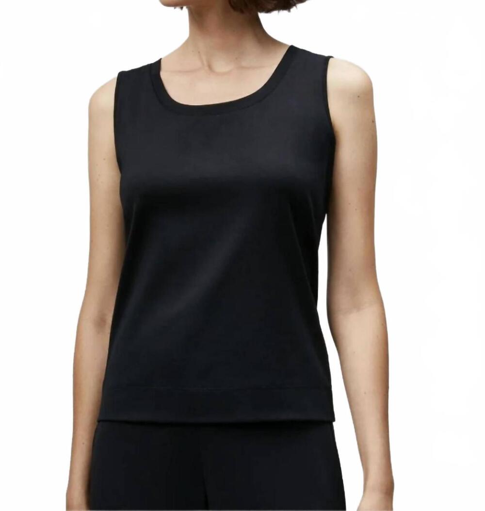NEW LAFAYETTE 148 cotton rib scoop neck tank top in black